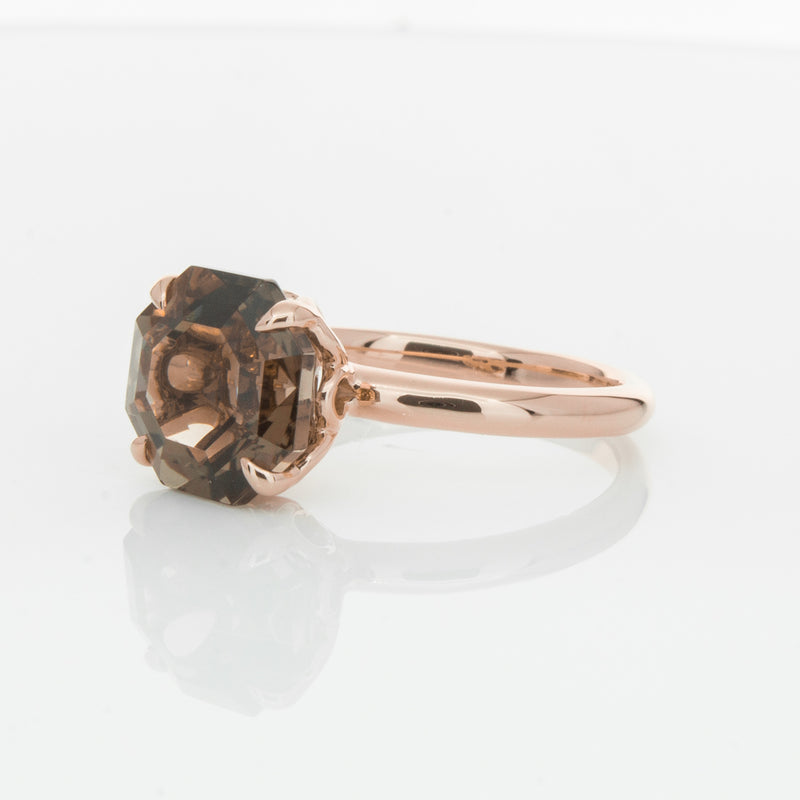 18ct Rose Gold Smoky Quartz Octavia Ring-Ring-Walker & Hall