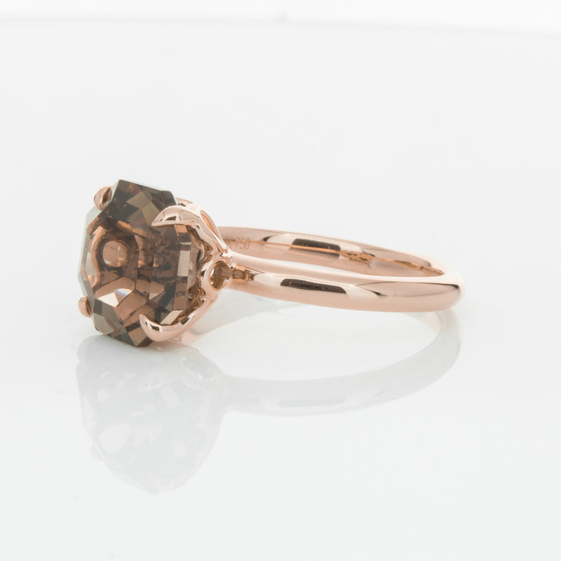 18ct Rose Gold Smoky Quartz Octavia Ring-Ring-Walker & Hall