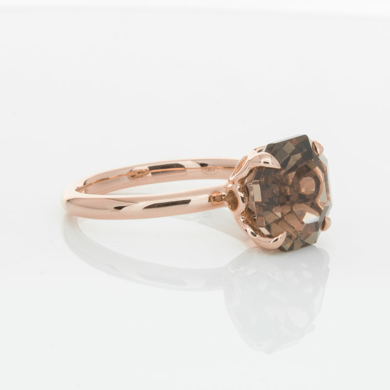 18ct Rose Gold Smoky Quartz Octavia Ring-Ring-Walker & Hall