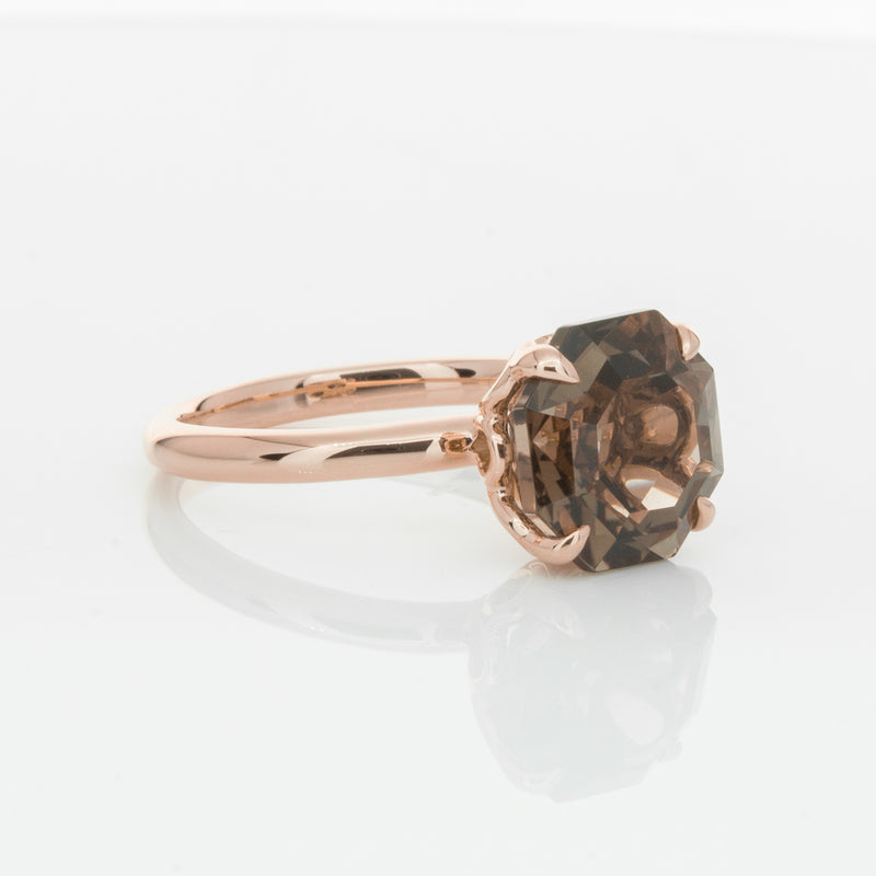 18ct Rose Gold Smoky Quartz Octavia Ring-Ring-Walker & Hall