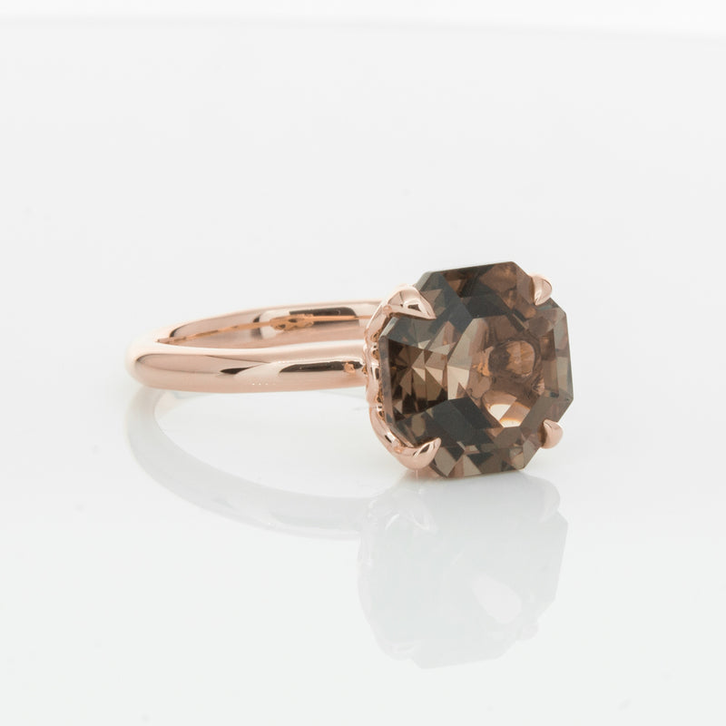 18ct Rose Gold Smoky Quartz Octavia Ring-Ring-Walker & Hall