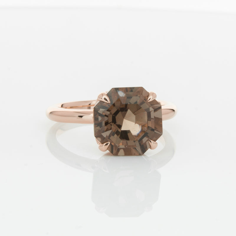 18ct Rose Gold Smoky Quartz Octavia Ring-Ring-Walker & Hall