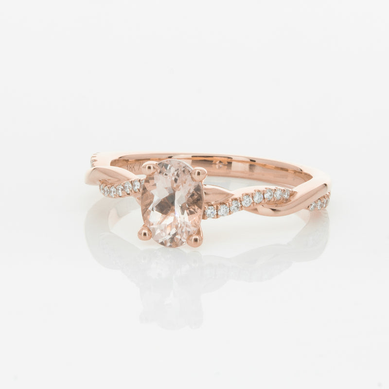 18ct Rose Gold Morganite & Diamond Ring-Ring-Walker & Hall