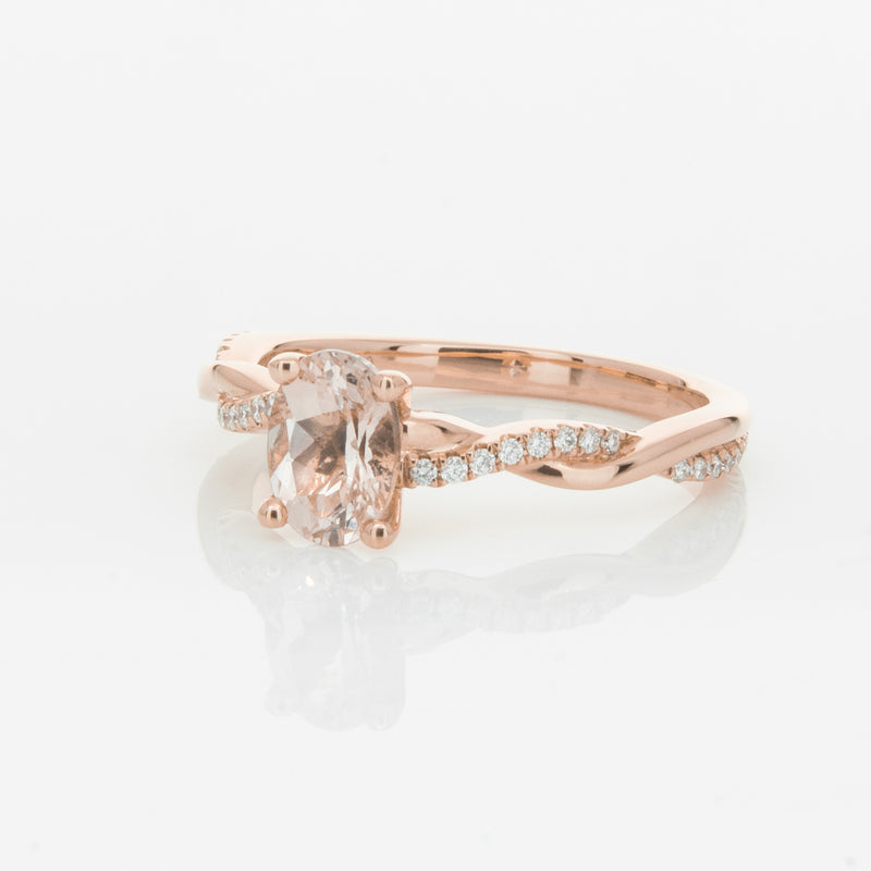 18ct Rose Gold Morganite & Diamond Ring-Ring-Walker & Hall