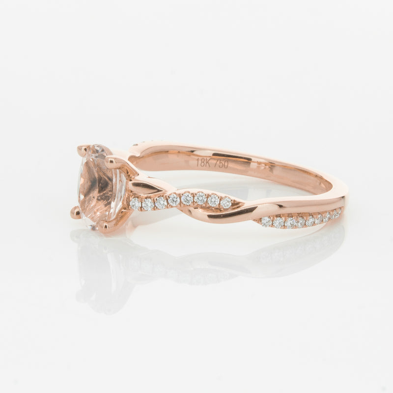 18ct Rose Gold Morganite & Diamond Ring-Ring-Walker & Hall