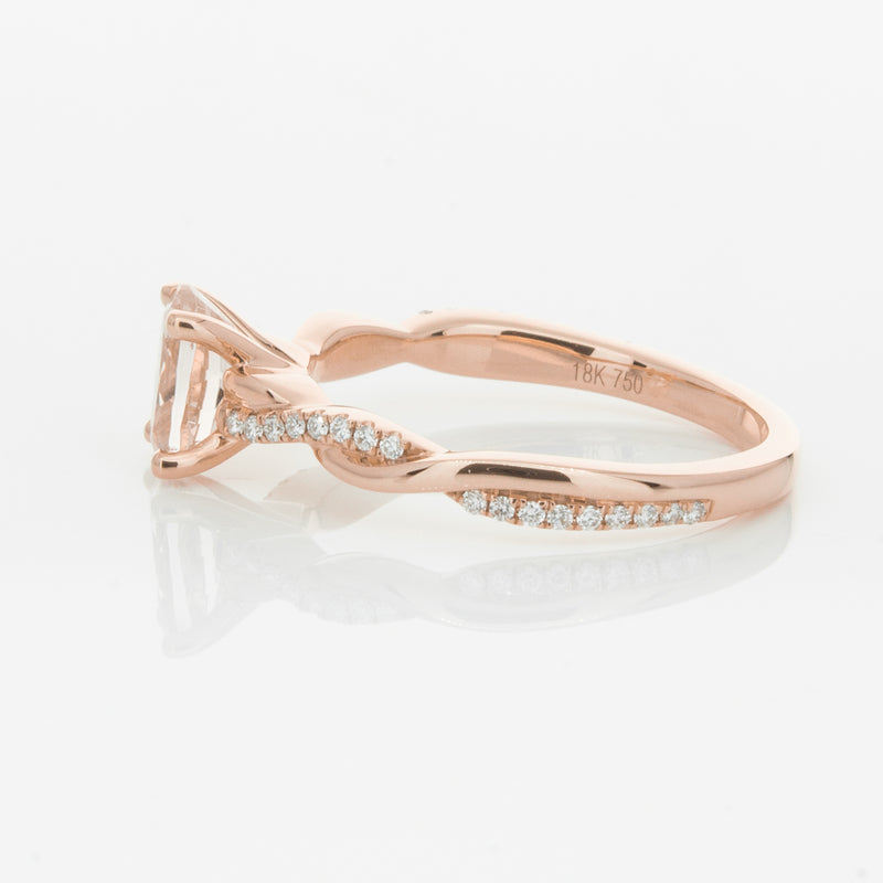 18ct Rose Gold Morganite & Diamond Ring-Ring-Walker & Hall