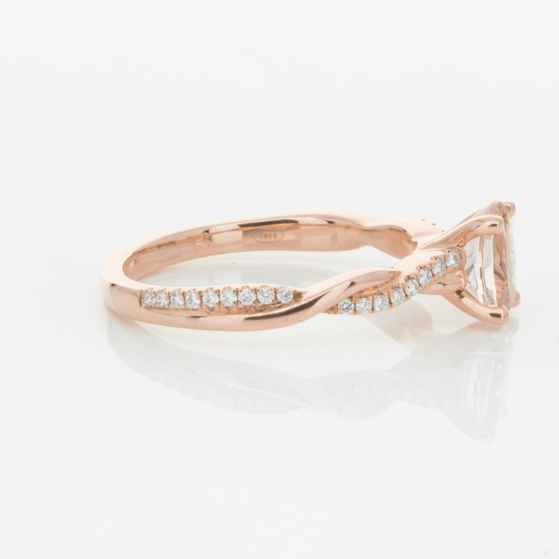 18ct Rose Gold Morganite & Diamond Ring-Ring-Walker & Hall