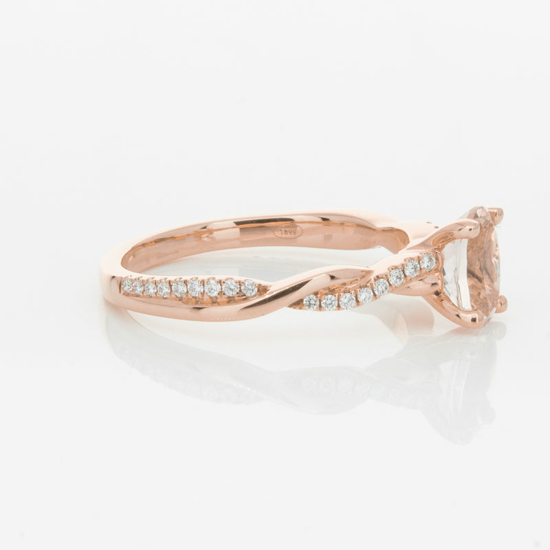 18ct Rose Gold Morganite & Diamond Ring-Ring-Walker & Hall