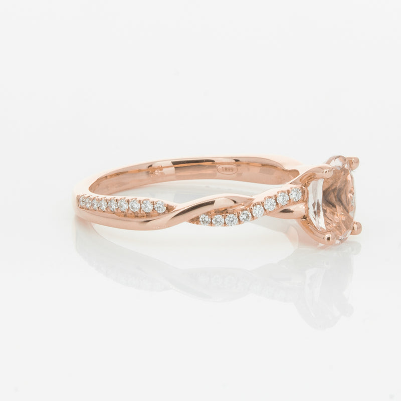 18ct Rose Gold Morganite & Diamond Ring-Ring-Walker & Hall