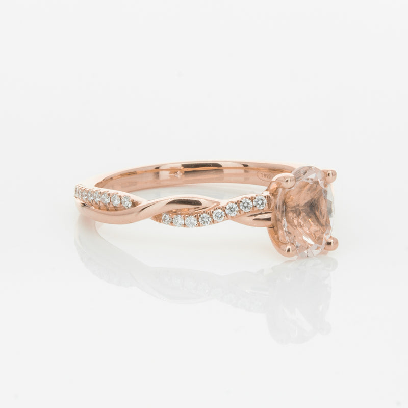 18ct Rose Gold Morganite & Diamond Ring-Ring-Walker & Hall