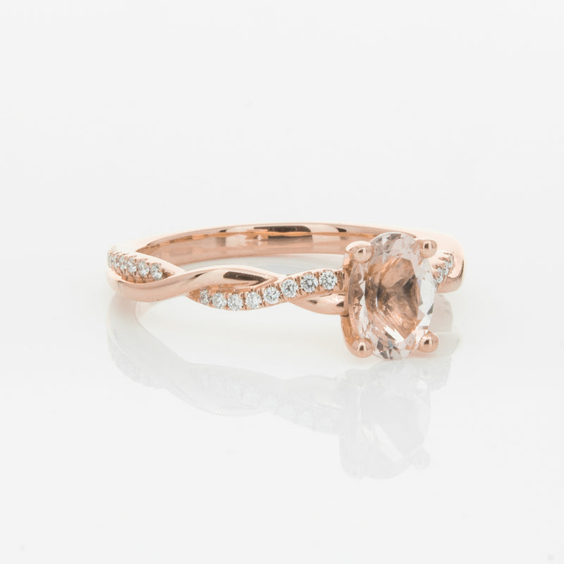 18ct Rose Gold Morganite & Diamond Ring-Ring-Walker & Hall