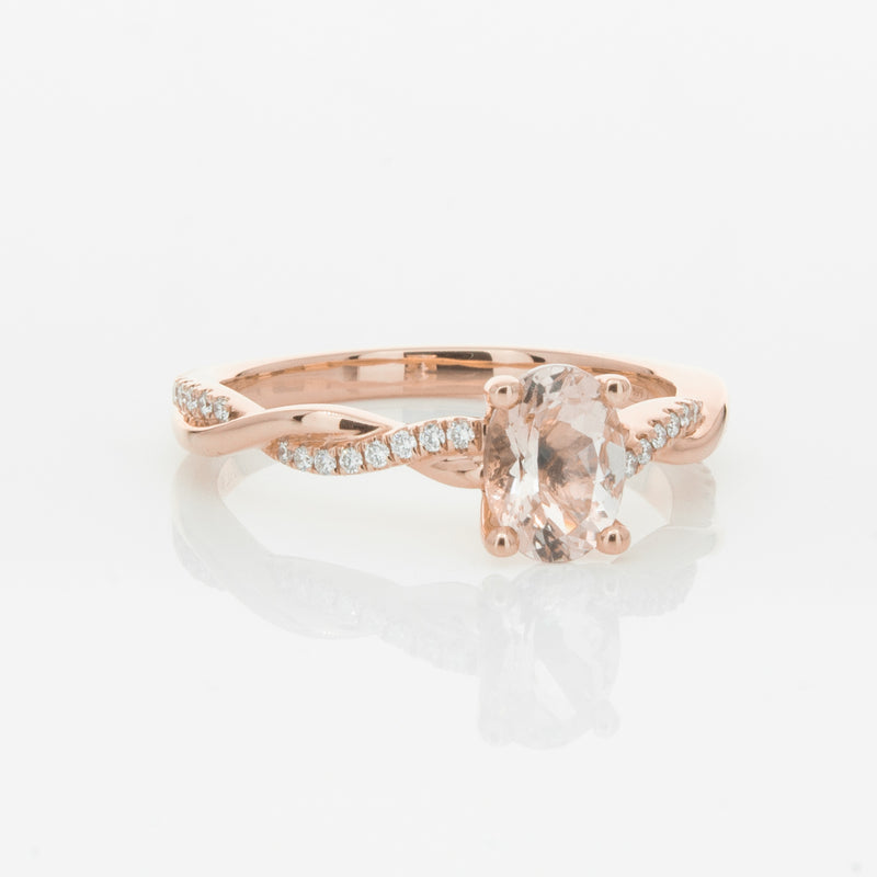 18ct Rose Gold Morganite & Diamond Ring-Ring-Walker & Hall