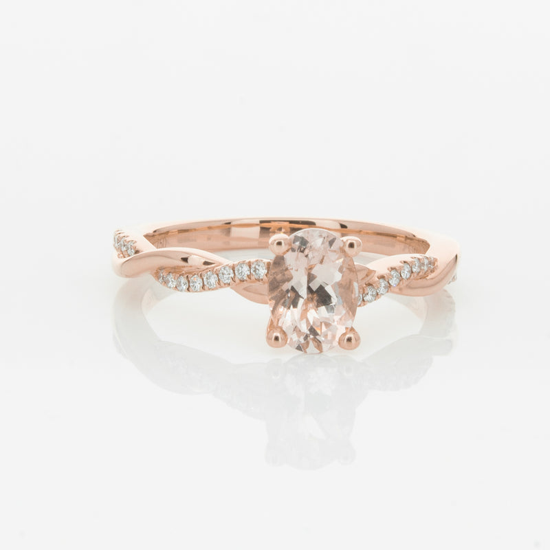18ct Rose Gold Morganite & Diamond Ring-Ring-Walker & Hall