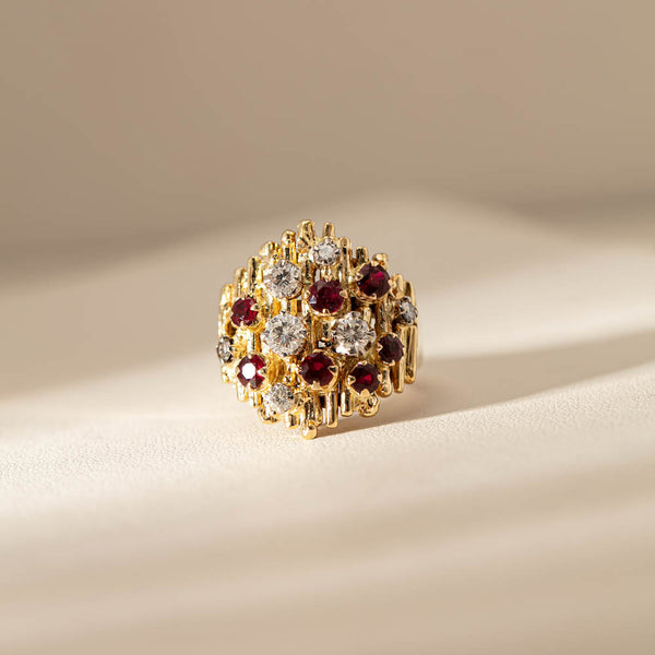 Vintage 18ct Yellow Gold 1.40ct Ruby & Diamond Ring - Ring - Walker & Hall