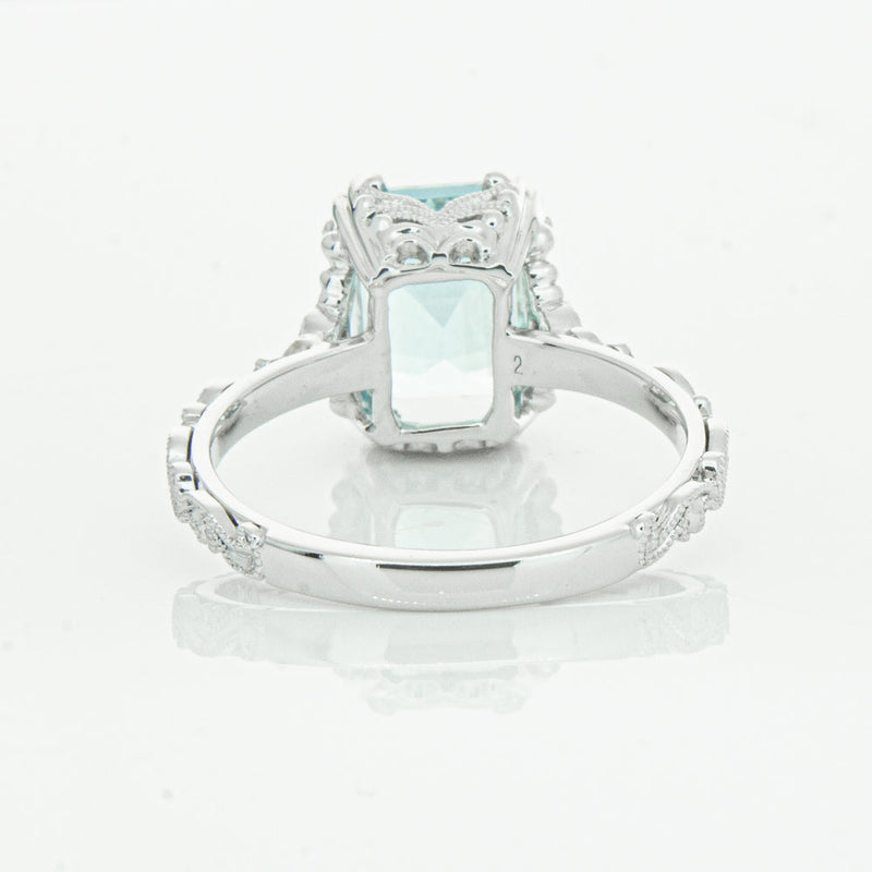 18ct White Gold Aquamarine & Diamond Romanov Ring-Ring-Walker & Hall
