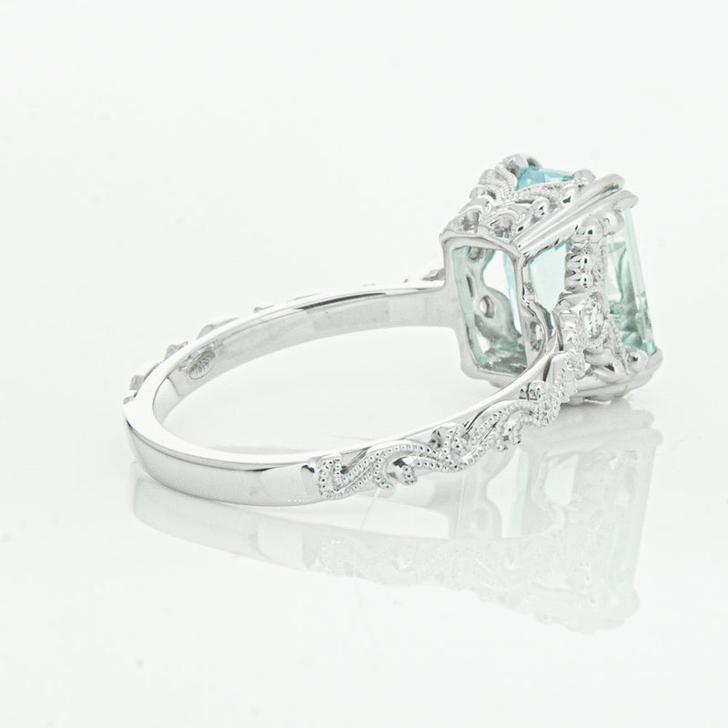 18ct White Gold Aquamarine & Diamond Romanov Ring-Ring-Walker & Hall