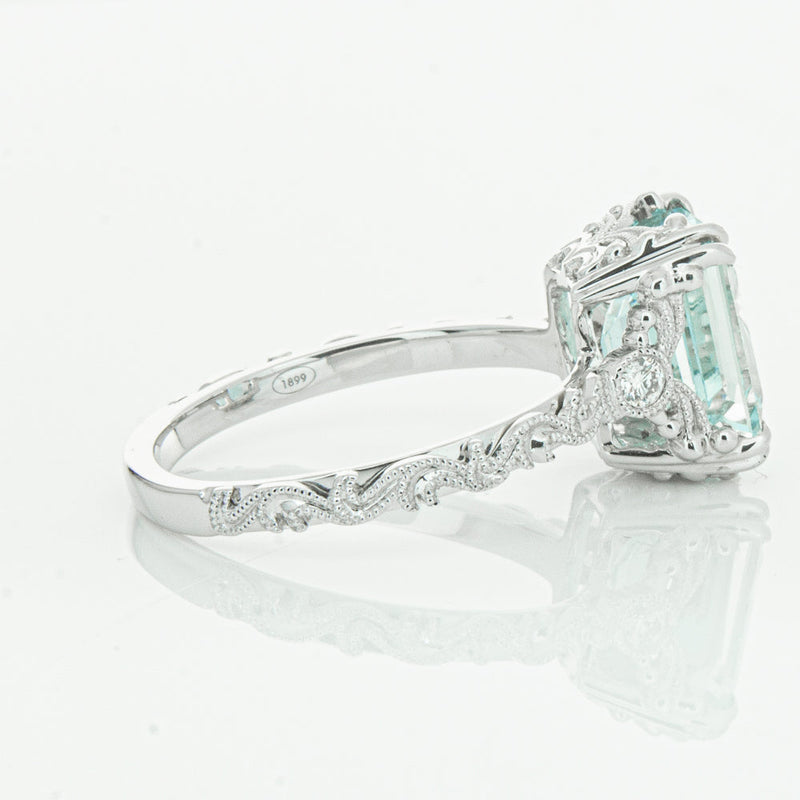18ct White Gold Aquamarine & Diamond Romanov Ring-Ring-Walker & Hall