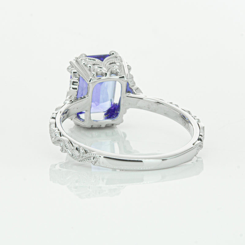 18ct White Gold Tanzanite & Diamond Romanov Ring-Ring-Walker & Hall