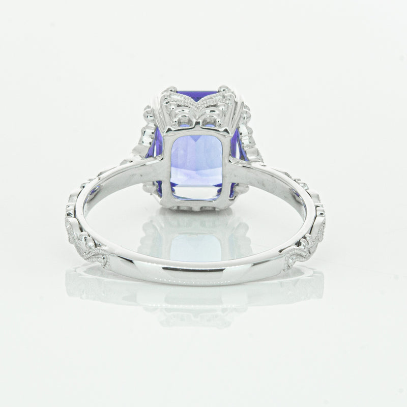 18ct White Gold Tanzanite & Diamond Romanov Ring-Ring-Walker & Hall