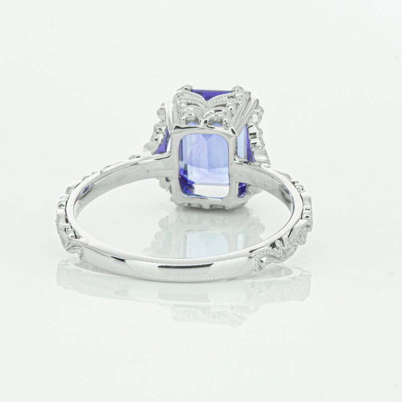 18ct White Gold Tanzanite & Diamond Romanov Ring-Ring-Walker & Hall