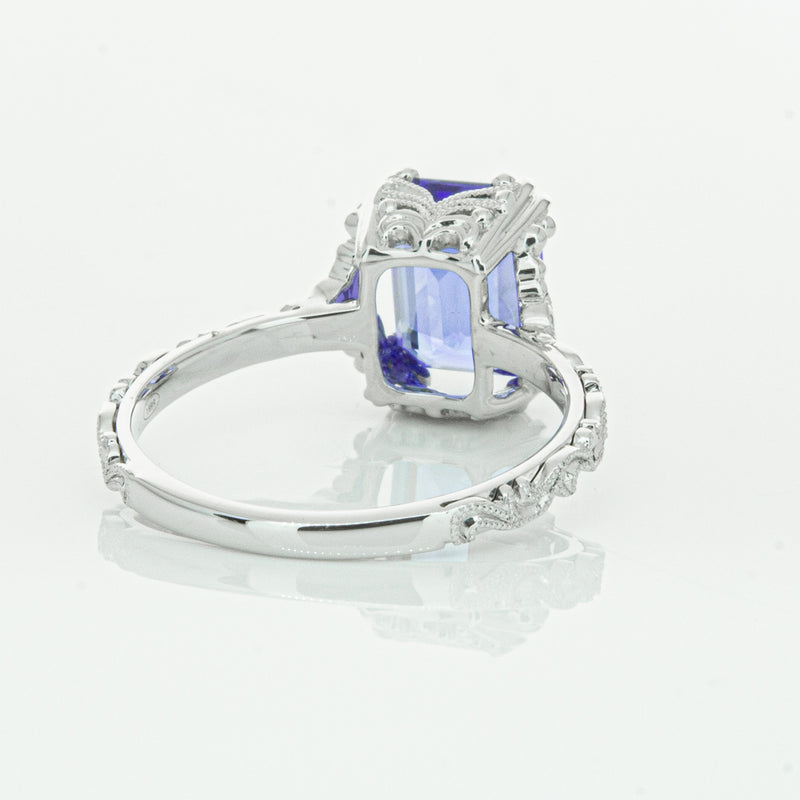 18ct White Gold Tanzanite & Diamond Romanov Ring-Ring-Walker & Hall