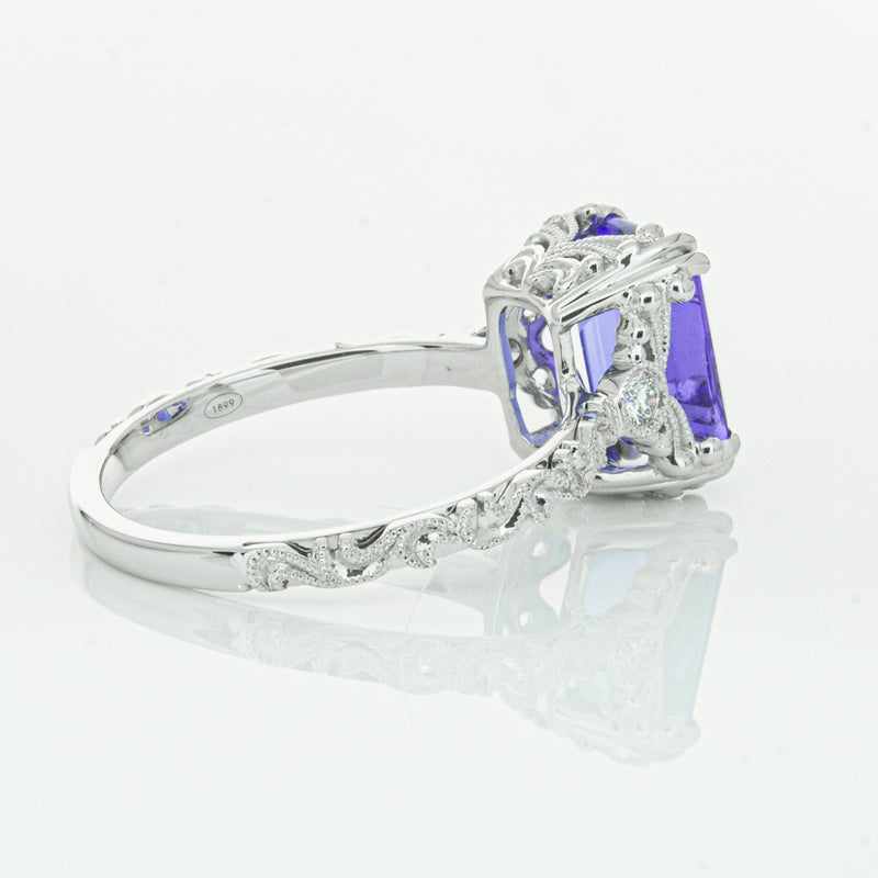 18ct White Gold Tanzanite & Diamond Romanov Ring-Ring-Walker & Hall
