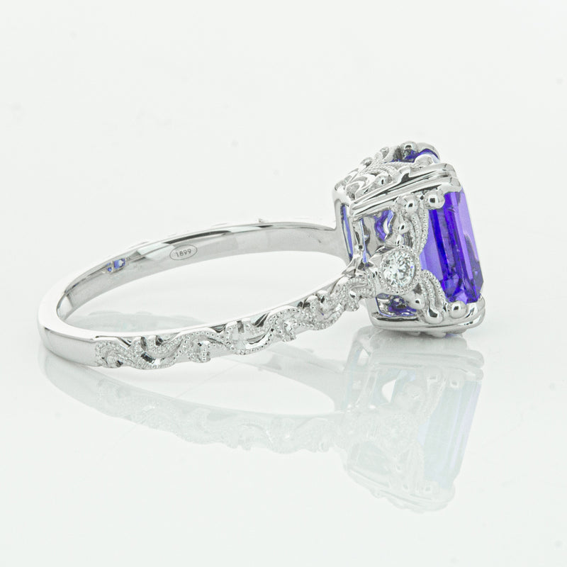 18ct White Gold Tanzanite & Diamond Romanov Ring-Ring-Walker & Hall