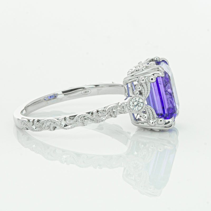18ct White Gold Tanzanite & Diamond Romanov Ring-Ring-Walker & Hall