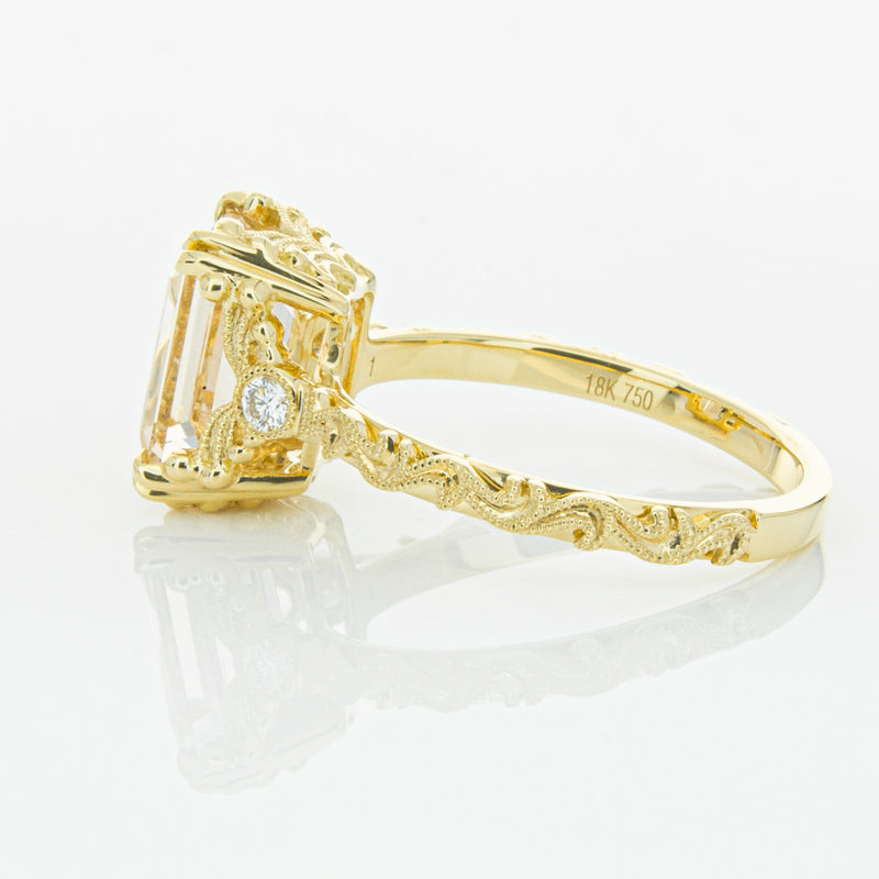 18ct Yellow Gold Morganite & Diamond Romanov Ring-Ring-Walker & Hall