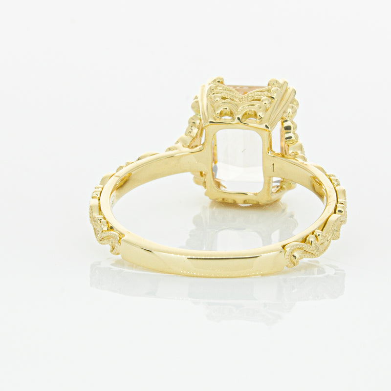 18ct Yellow Gold Morganite & Diamond Romanov Ring-Ring-Walker & Hall