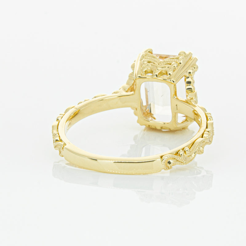 18ct Yellow Gold Morganite & Diamond Romanov Ring-Ring-Walker & Hall