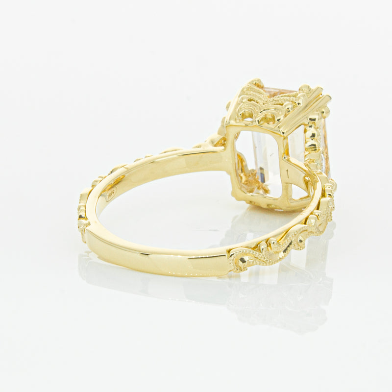 18ct Yellow Gold Morganite & Diamond Romanov Ring-Ring-Walker & Hall