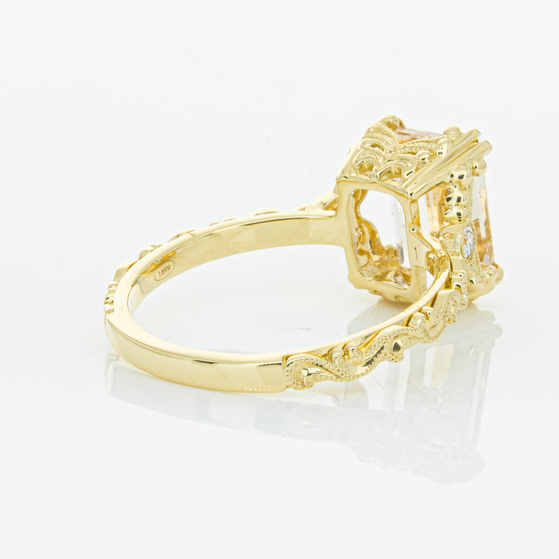 18ct Yellow Gold Morganite & Diamond Romanov Ring-Ring-Walker & Hall