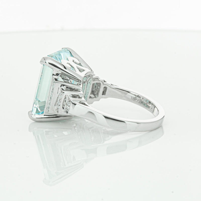 18ct White Gold Aquamarine & Diamond Maya Ring-Ring-Walker & Hall