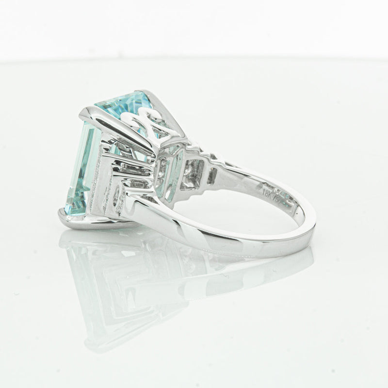 18ct White Gold Aquamarine & Diamond Maya Ring-Ring-Walker & Hall