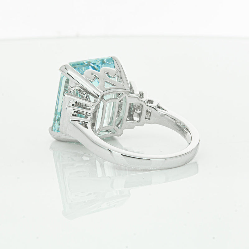 18ct White Gold Aquamarine & Diamond Maya Ring-Ring-Walker & Hall