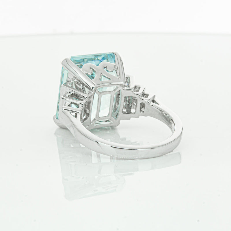 18ct White Gold Aquamarine & Diamond Maya Ring-Ring-Walker & Hall