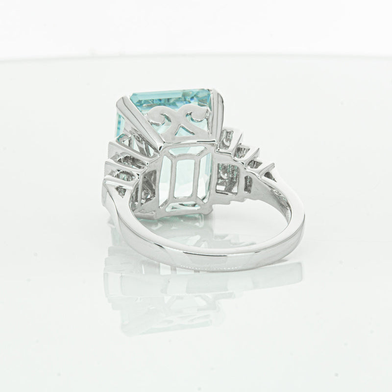18ct White Gold Aquamarine & Diamond Maya Ring-Ring-Walker & Hall
