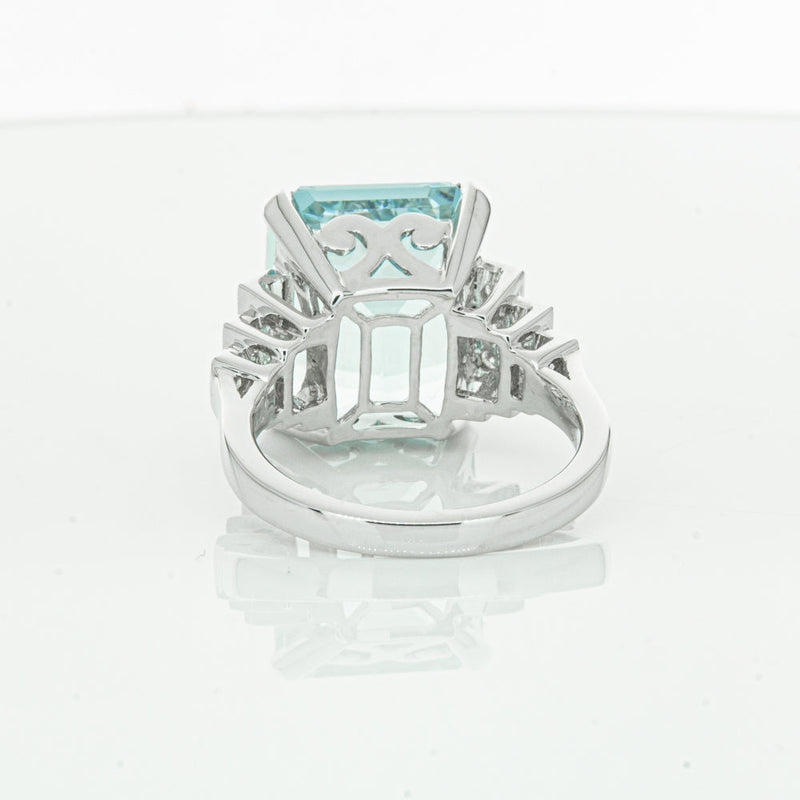 18ct White Gold Aquamarine & Diamond Maya Ring-Ring-Walker & Hall