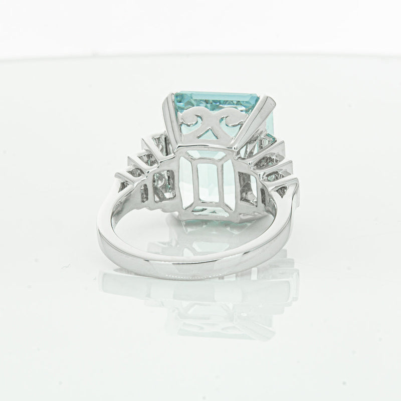 18ct White Gold Aquamarine & Diamond Maya Ring-Ring-Walker & Hall