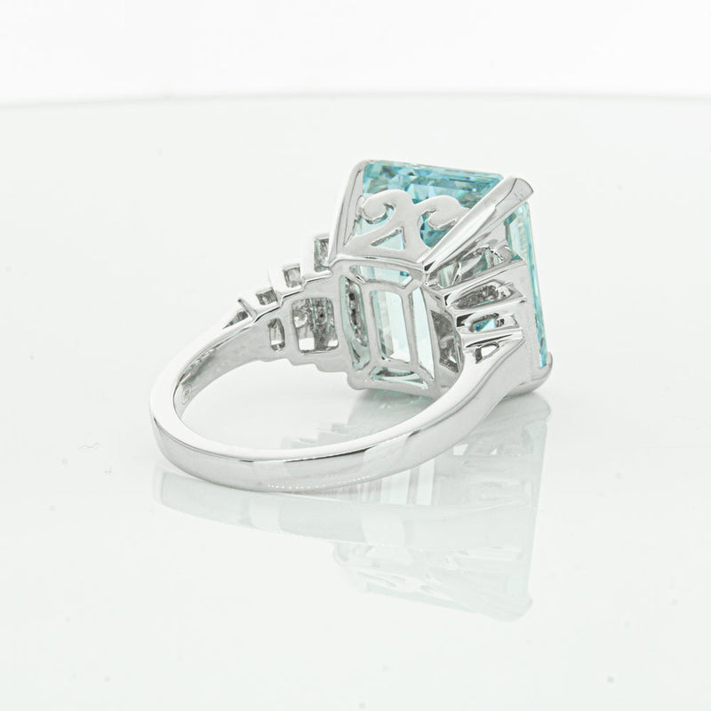 18ct White Gold Aquamarine & Diamond Maya Ring-Ring-Walker & Hall