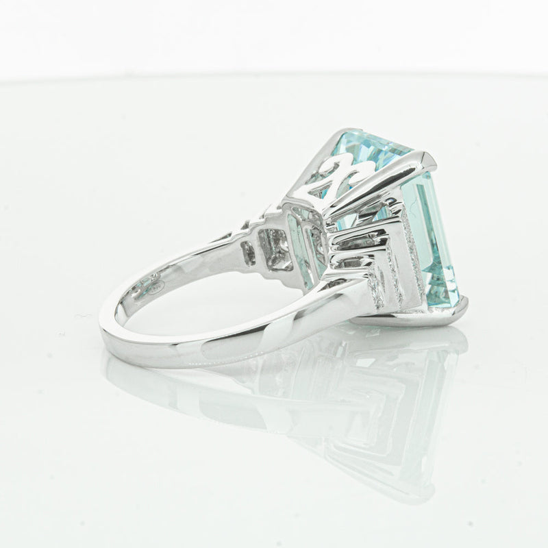 18ct White Gold Aquamarine & Diamond Maya Ring-Ring-Walker & Hall