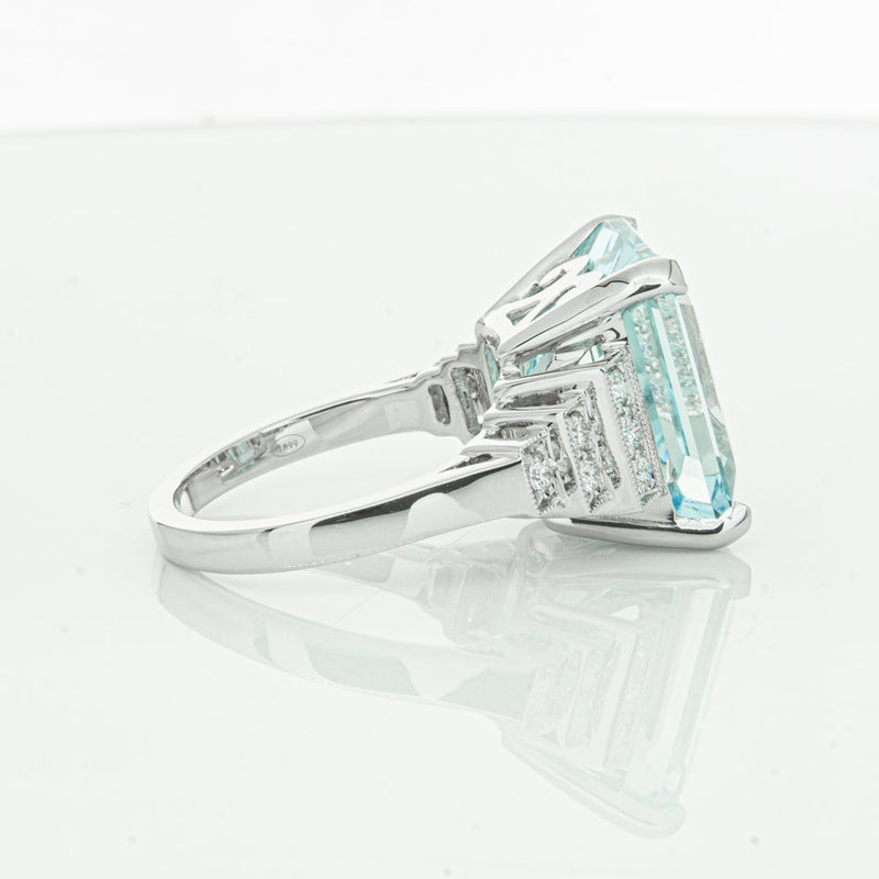 18ct White Gold Aquamarine & Diamond Maya Ring-Ring-Walker & Hall