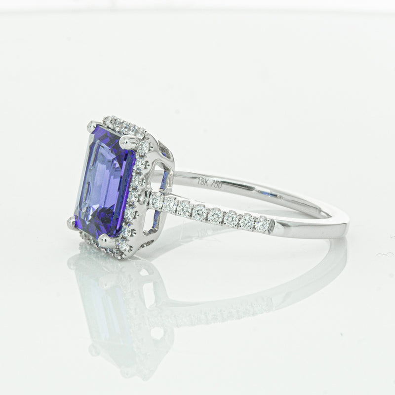 18ct White Gold Tanzanite & Diamond Ring-Ring-Walker & Hall
