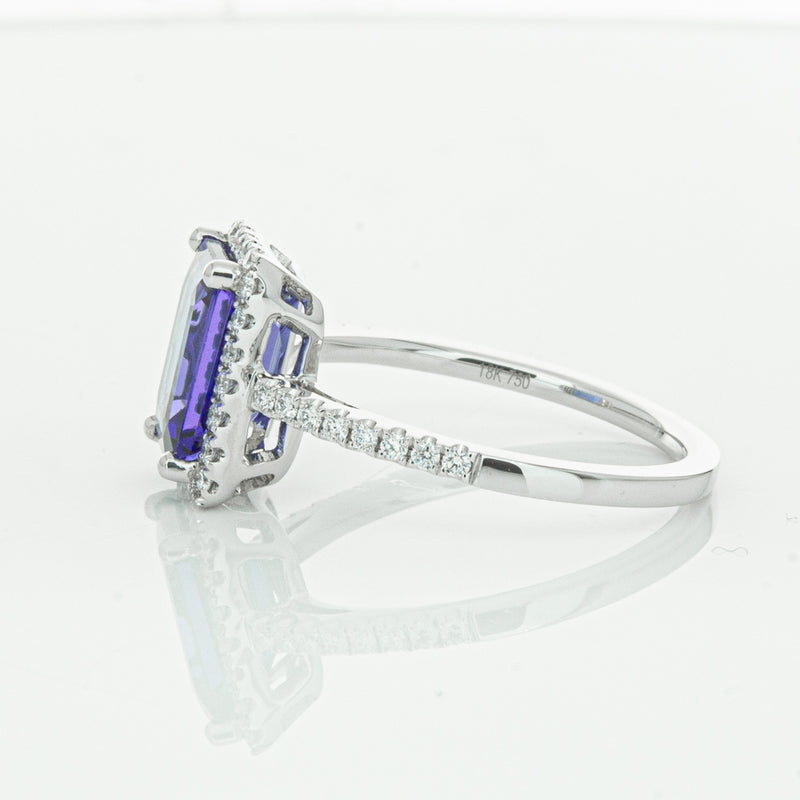 18ct White Gold Tanzanite & Diamond Ring-Ring-Walker & Hall