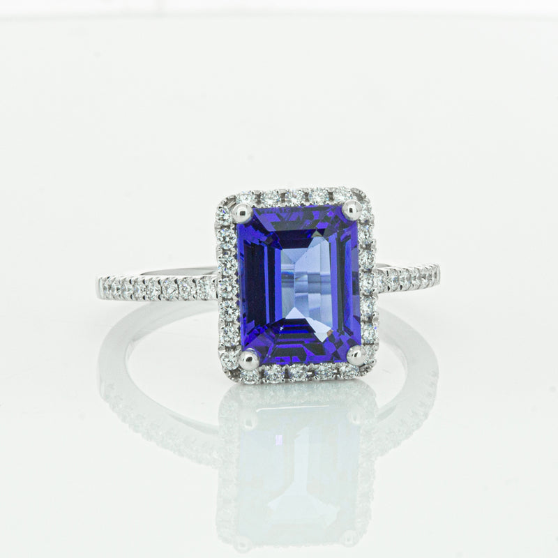 18ct White Gold Tanzanite & Diamond Ring-Ring-Walker & Hall