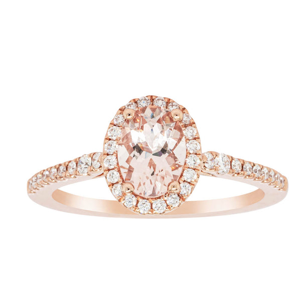 18ct Rose Gold .76ct Morganite & Diamond Mini Sierra Ring - Ring - Walker & Hall
