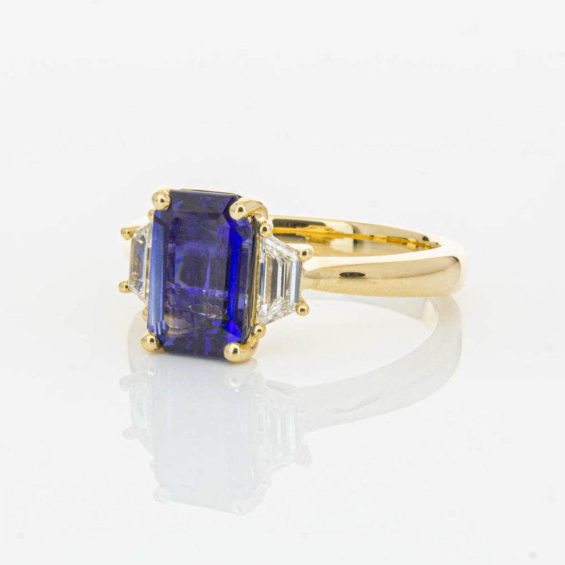 18ct Yellow Gold Sapphire & Diamond Three Stone Ring-Ring-Walker & Hall