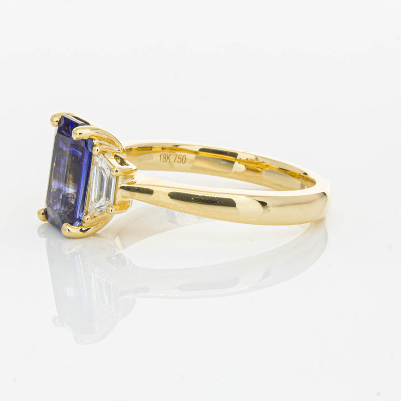 18ct Yellow Gold Sapphire & Diamond Three Stone Ring-Ring-Walker & Hall