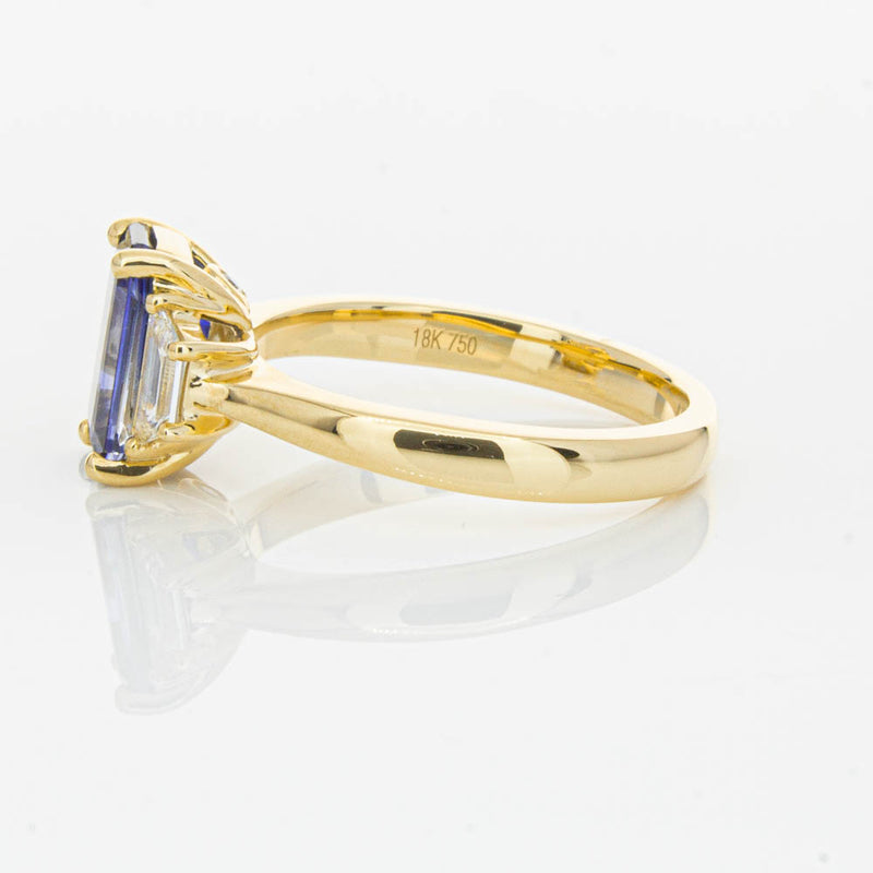18ct Yellow Gold Sapphire & Diamond Three Stone Ring-Ring-Walker & Hall